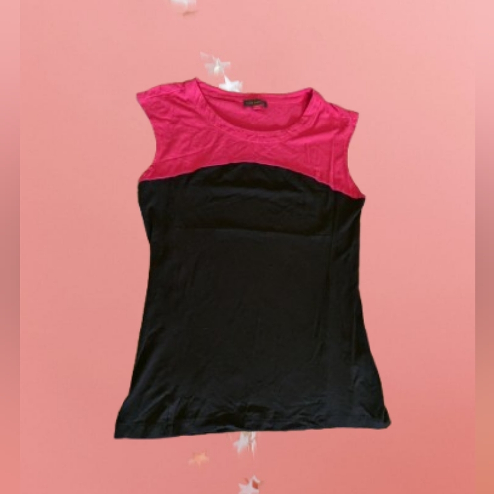 Vince Camuto Fitted Pink and Black Tank Top Size Small